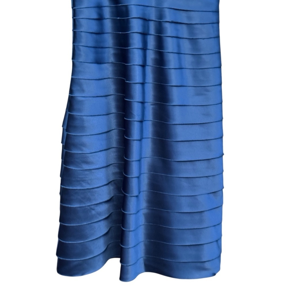 BCBGMAXAZRIA 4 Blue Tiered Satin Strap Dress Cocktail Party Formal - Picture 3 of 10